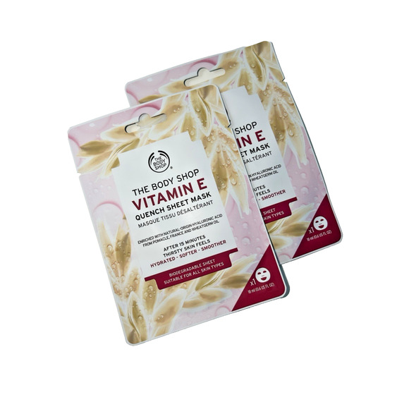 The Body Shop Vitamin E Quench Sheet Mask Dry Skin LOT of 2 HTF NLA US Seller - Picture 1 of 4